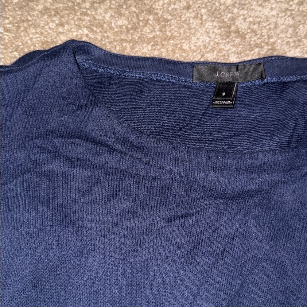 J. Crew Navy Sweatshirt with Ruffle Sleeves - size small. B6 - Picture 4 of 7